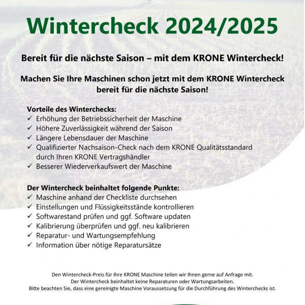 KRONE Wintercheck bei Reichardt Landmaschinen